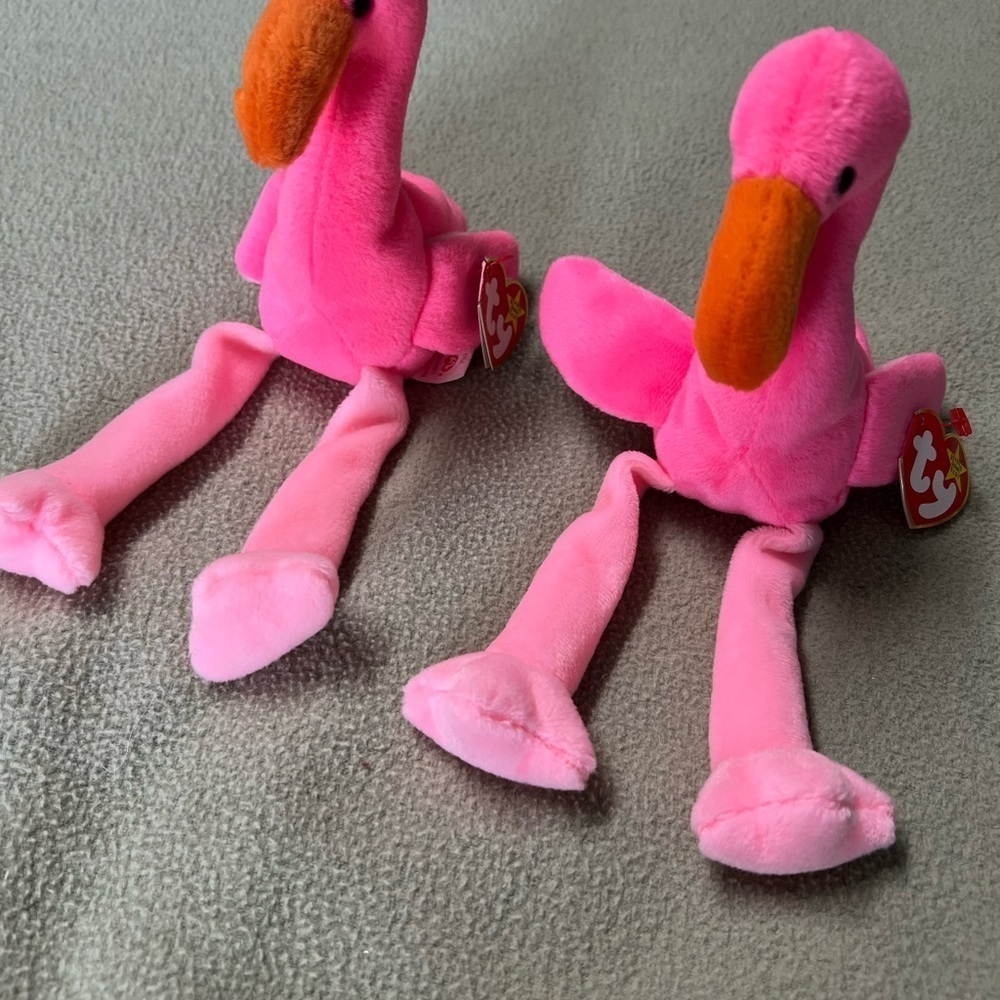 Ty Bright Pink Pair of Flamingo's Pinky